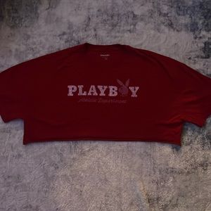 Red Playboy Bunny Cropped Shirt.